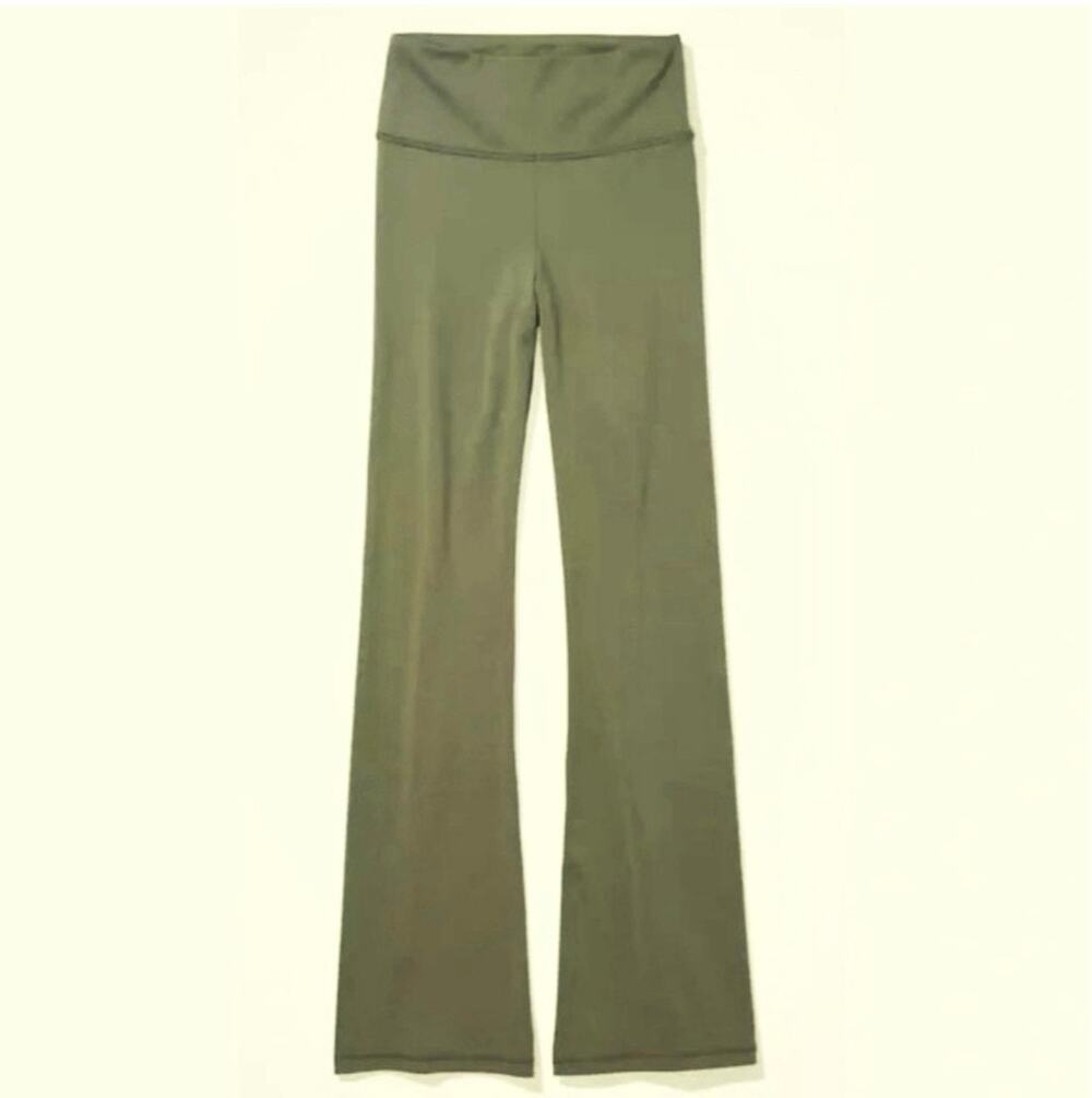 American Eagle The Everything High-Waisted Flare Legging Olive Green Size Large